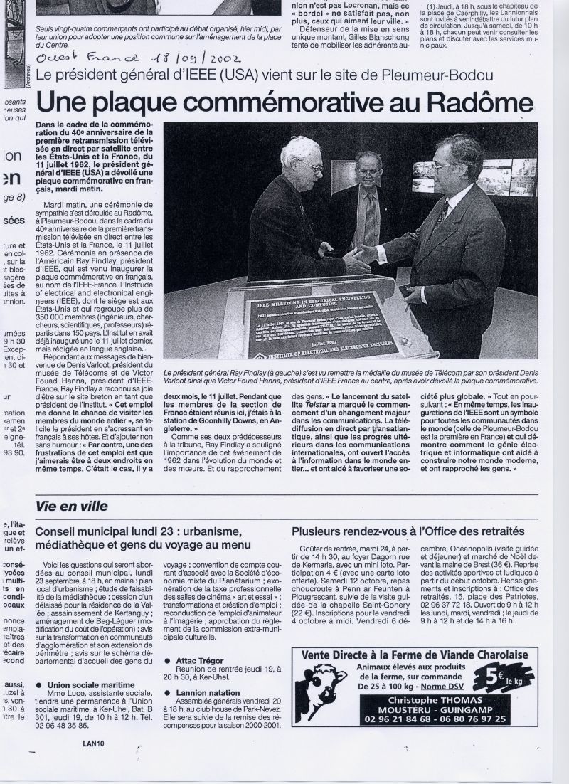 40�me anniversaire du lancement de Telstar